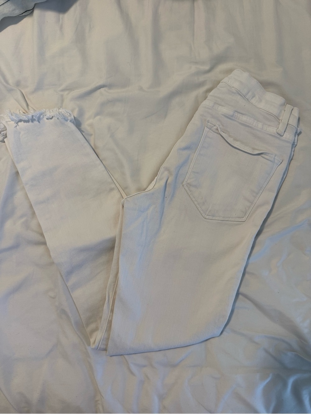 Frame Le High Skinny in Blanc White Skinny Jeans Frayed Hem 26